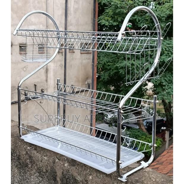 Stainless Steel 3-Tier Dish Drying Rack With Drip Trays