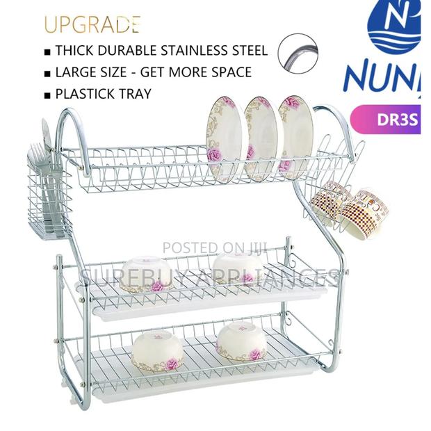 Space-Maximizing Stainless Steel 3-Level Dish Organizer - main view