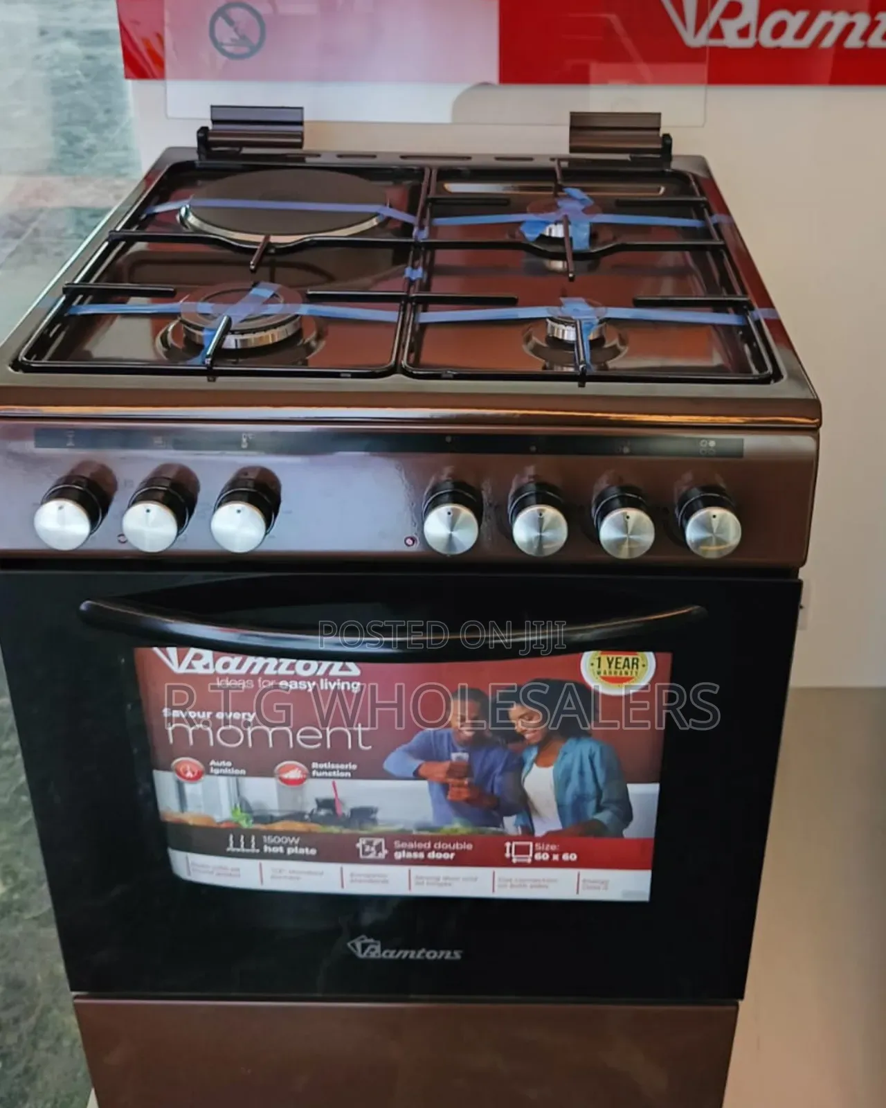 Ramtons Rc 605 Brown Cooker With Gas Burners Electric Oven