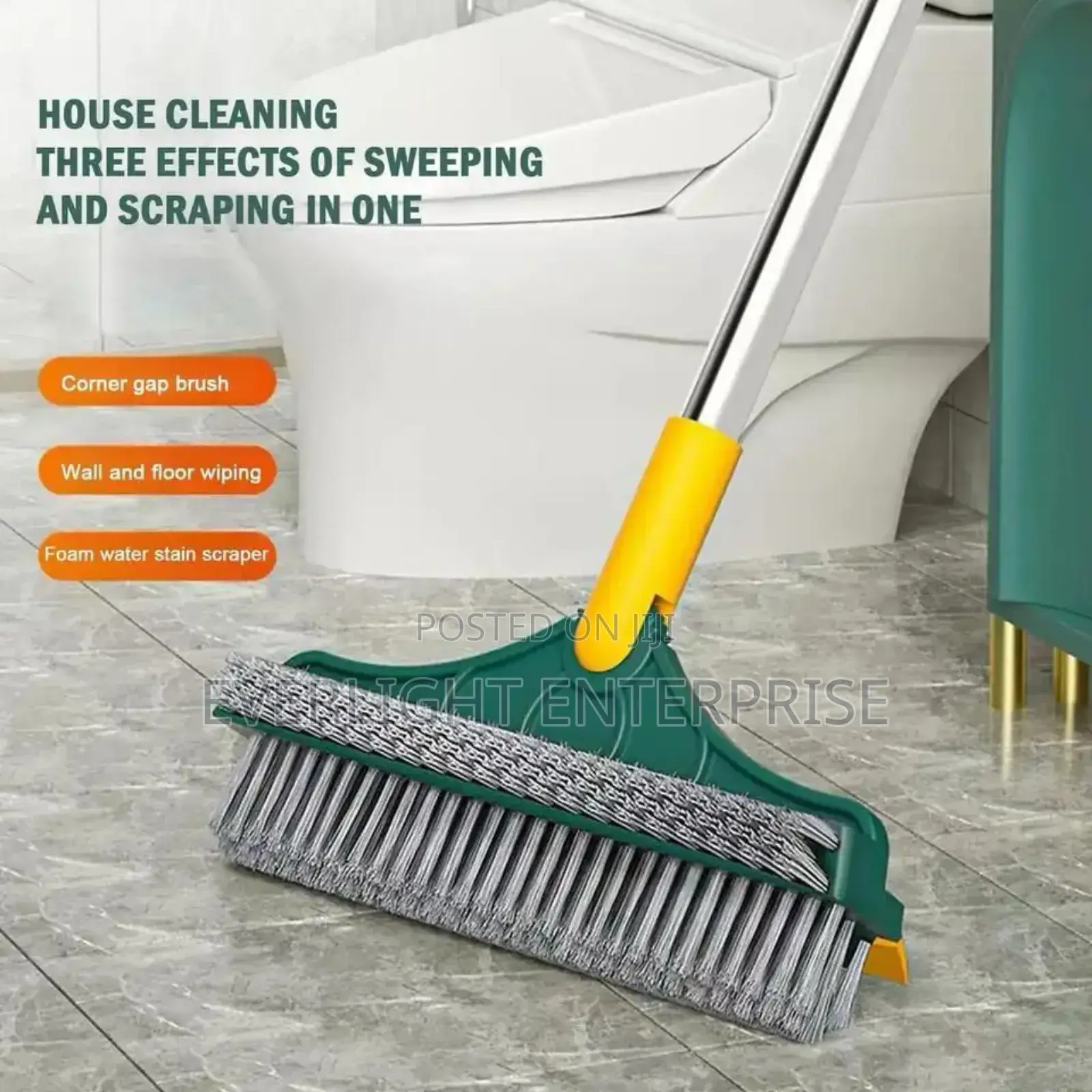 3-in-1 Floor Scrubbing v- Shaped Brush, Broom Squeegee