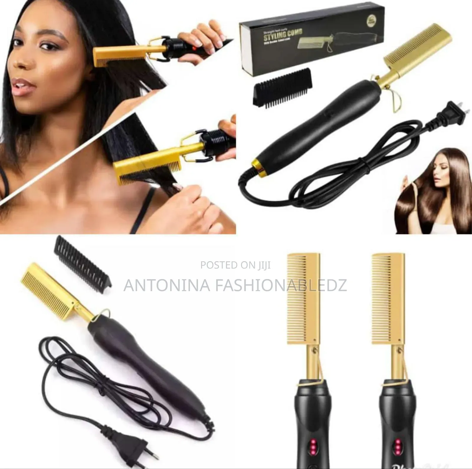 Electrical Hair Straightening Curling Hot Comb