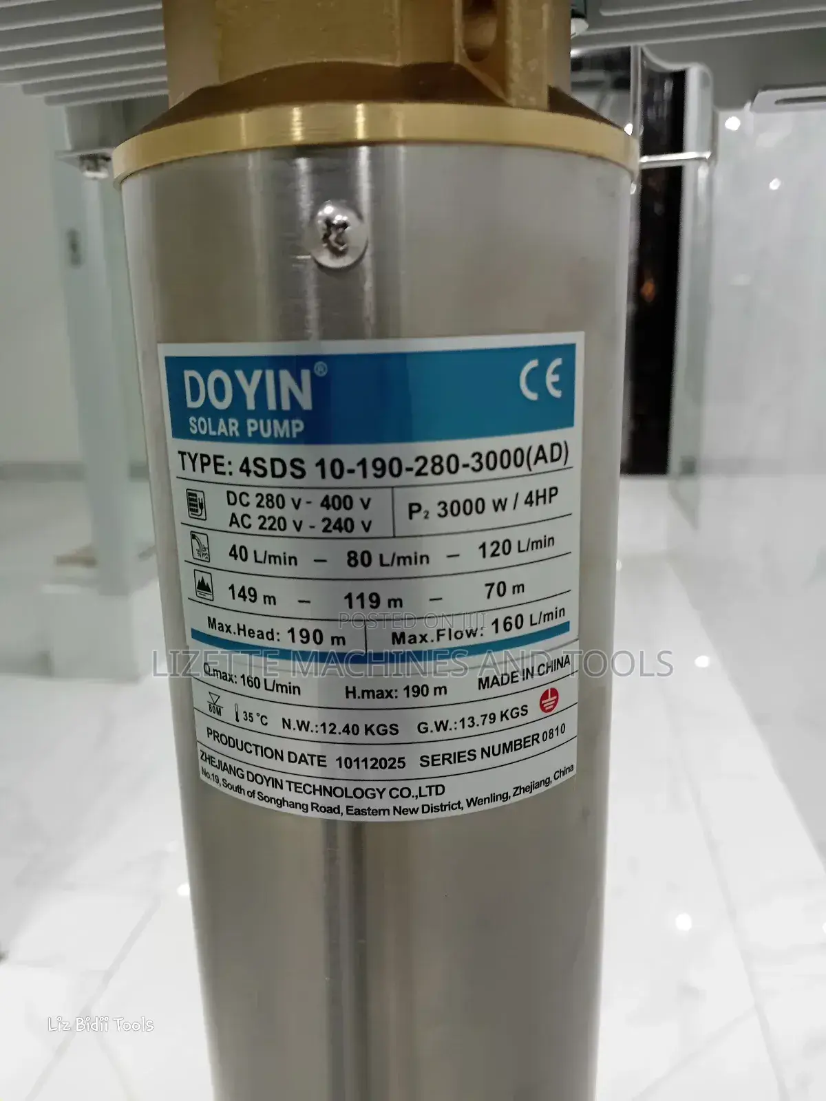 Doyin 4hp Hybrid Solar Submersible Pump 190m Head With Controller