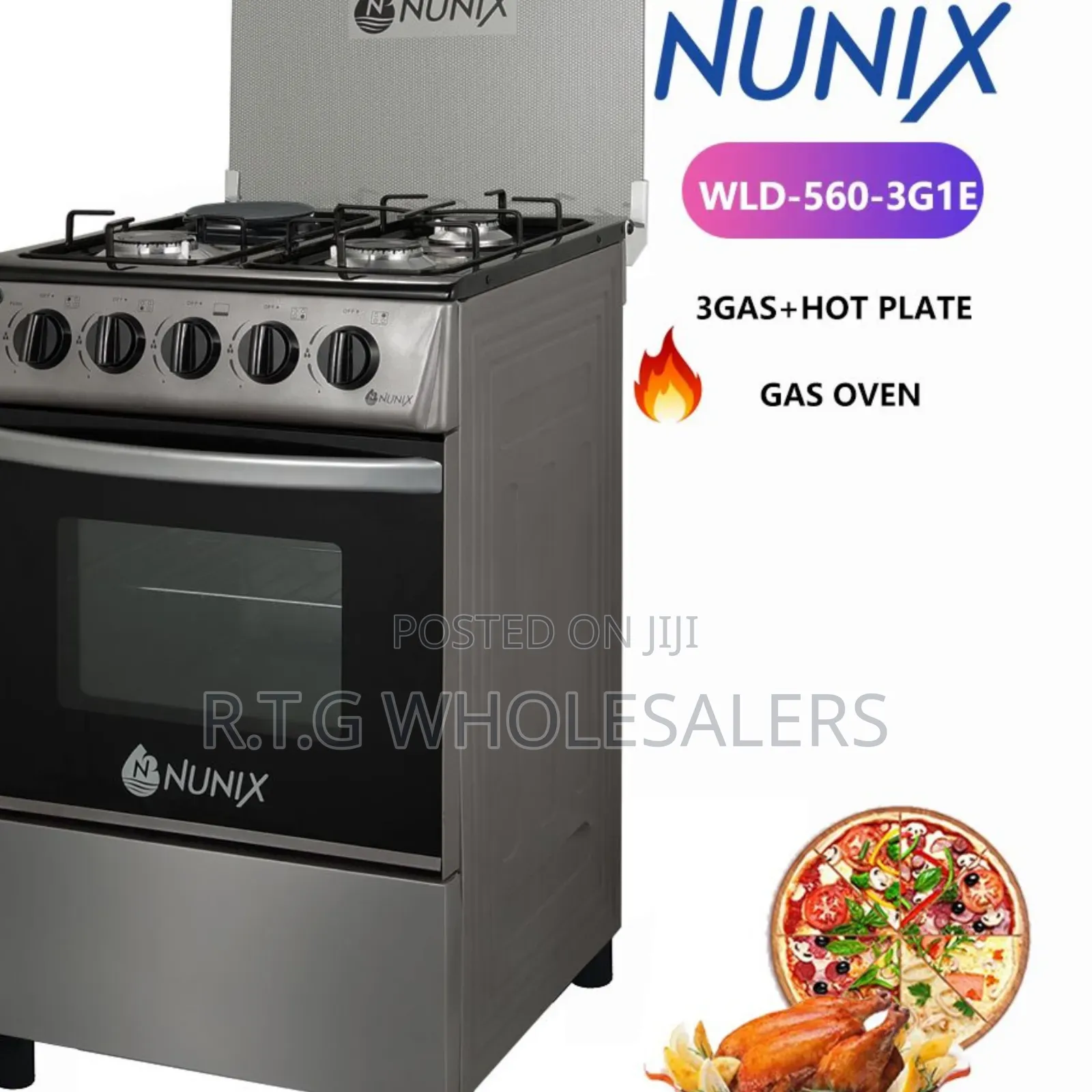 Nunix 50×55 3+1 Standing Cooker With Gas Oven