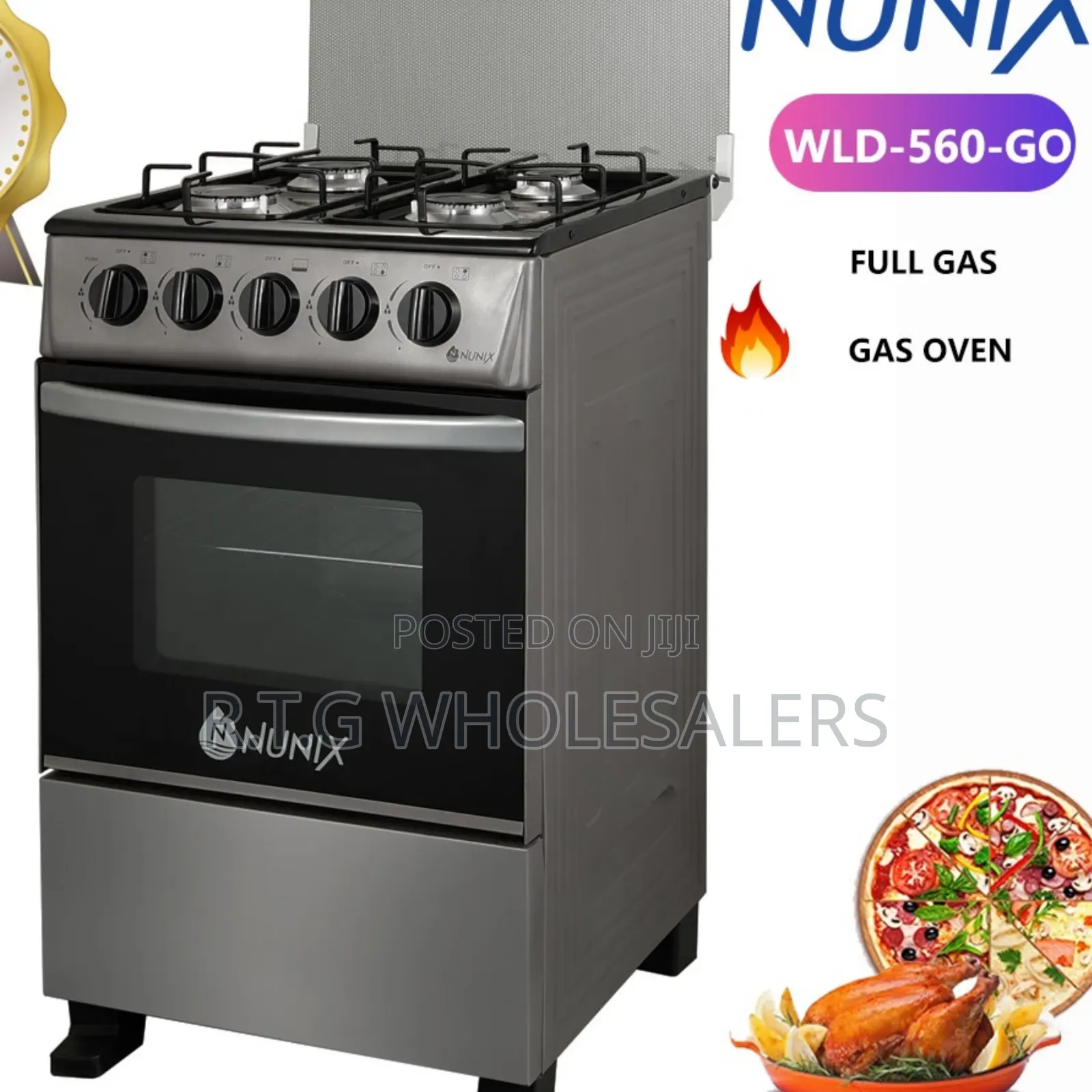 Nunix 50×55 Full Gas Standing Cooker With Gas Oven