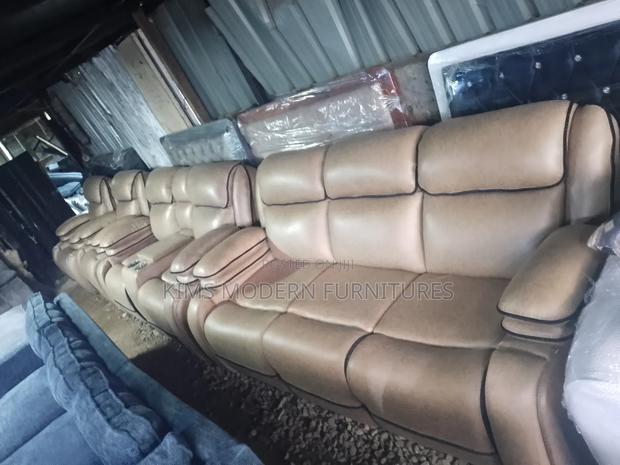 Sofas 5 Seater Gray Semi Recliner