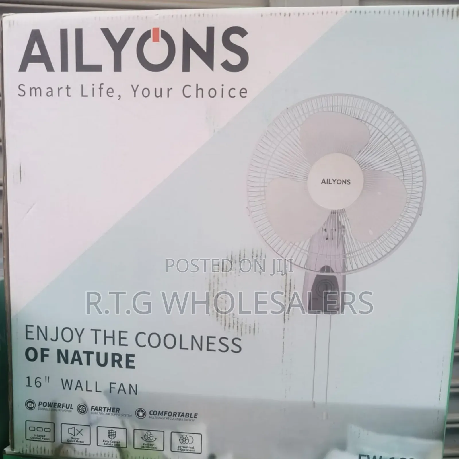 Ailyons 16 Inch Wall‐Mounted Fan With 3 Speeds