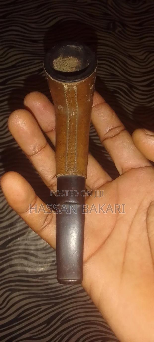 Vintage Leather Wrapped Smoking Pipe - main view