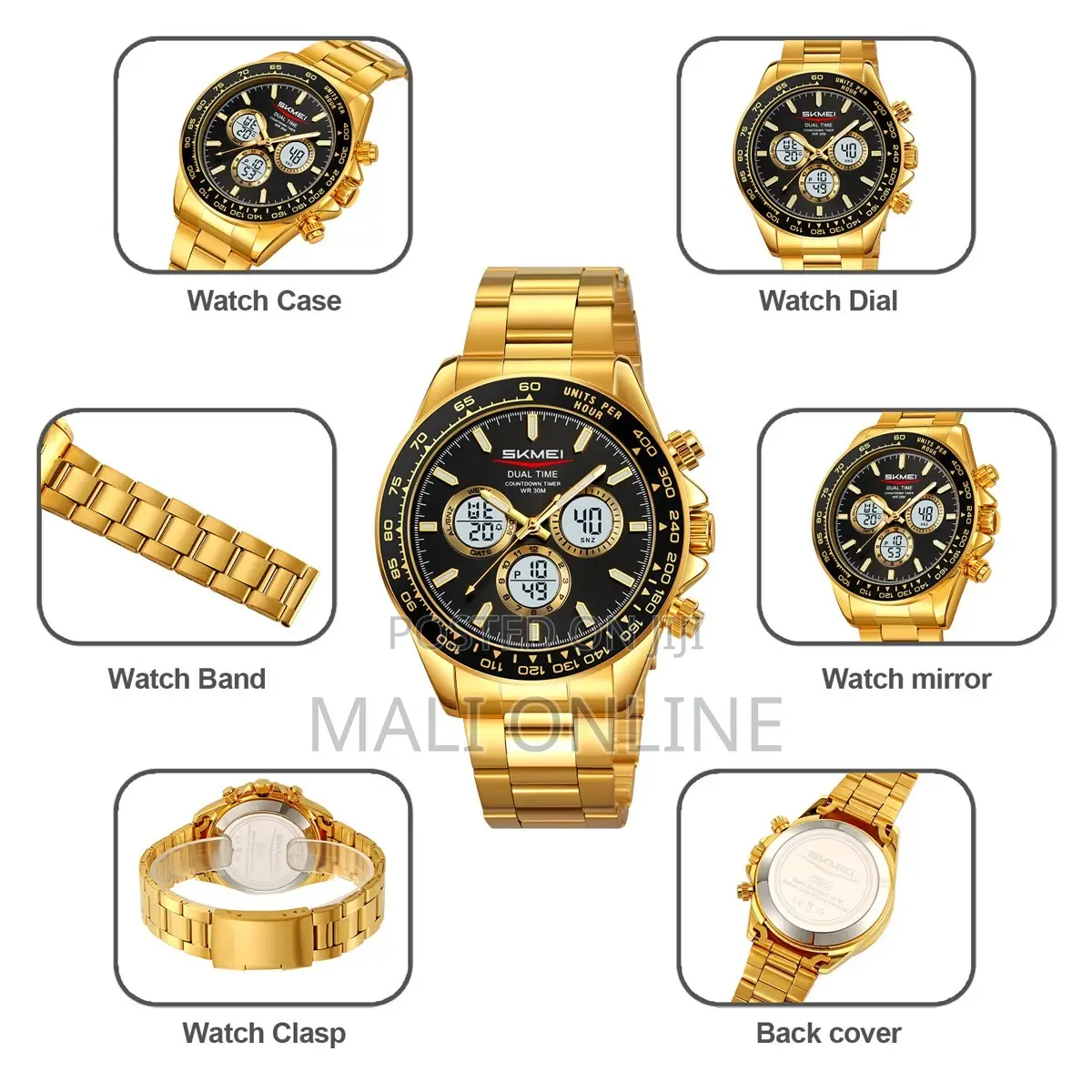 Skmei 2505 Digital Dual Time Watch for Men Stainless Steel
