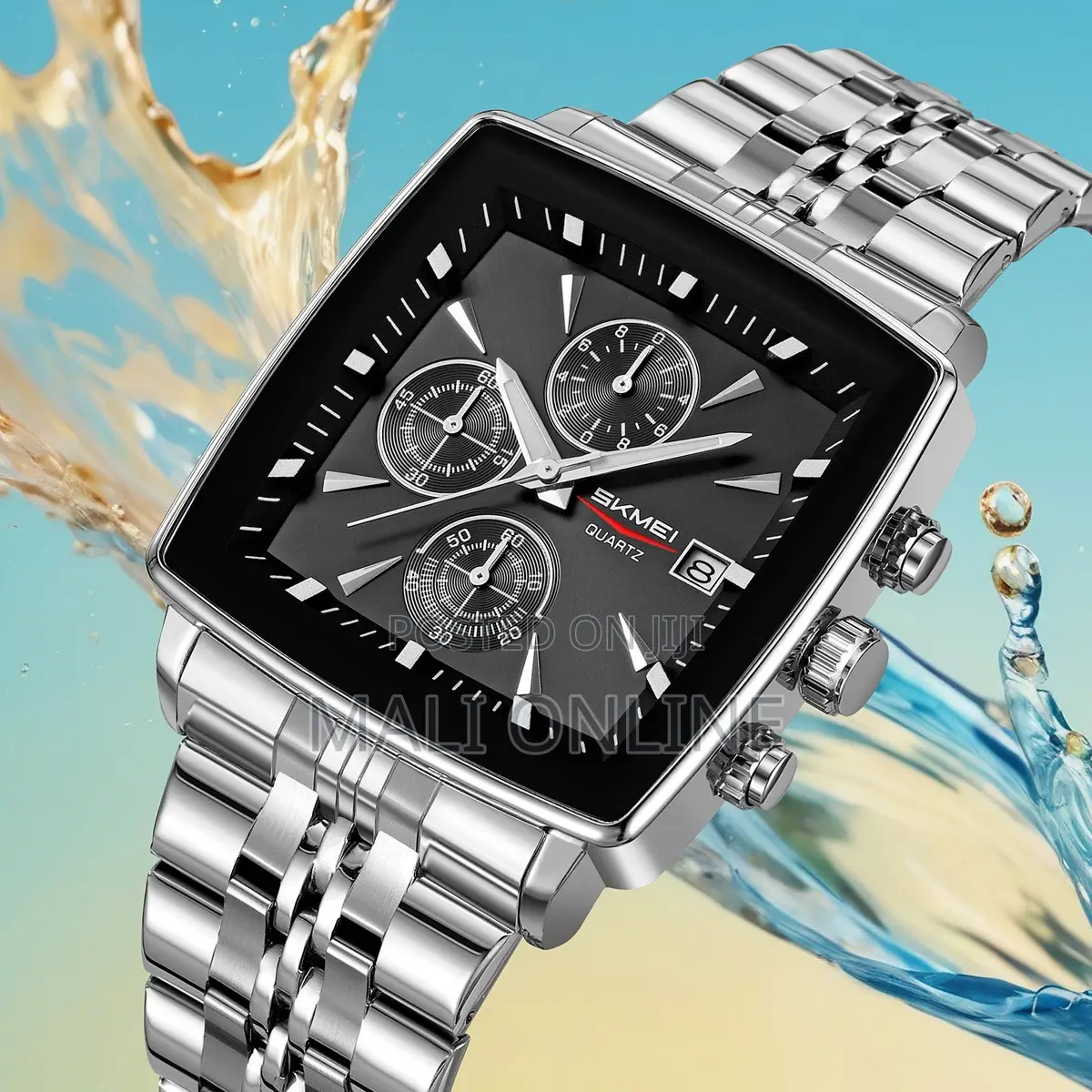 Skmei 2434 Chronograph Quartz Watch for Men Stainless Steel Band Water