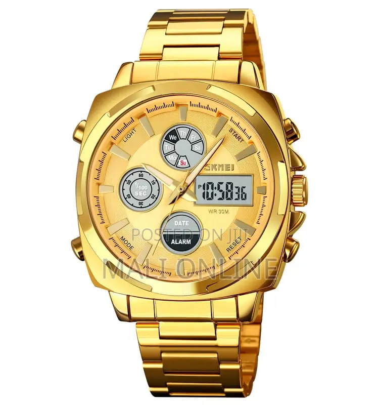 Skmei 1673 Digital Chronograph Watch for Men Dual Time Stainless Steel