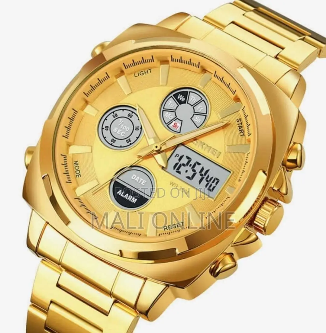 Skmei 1673 Digital Chronograph Watch for Men Dual Time Stainless Steel