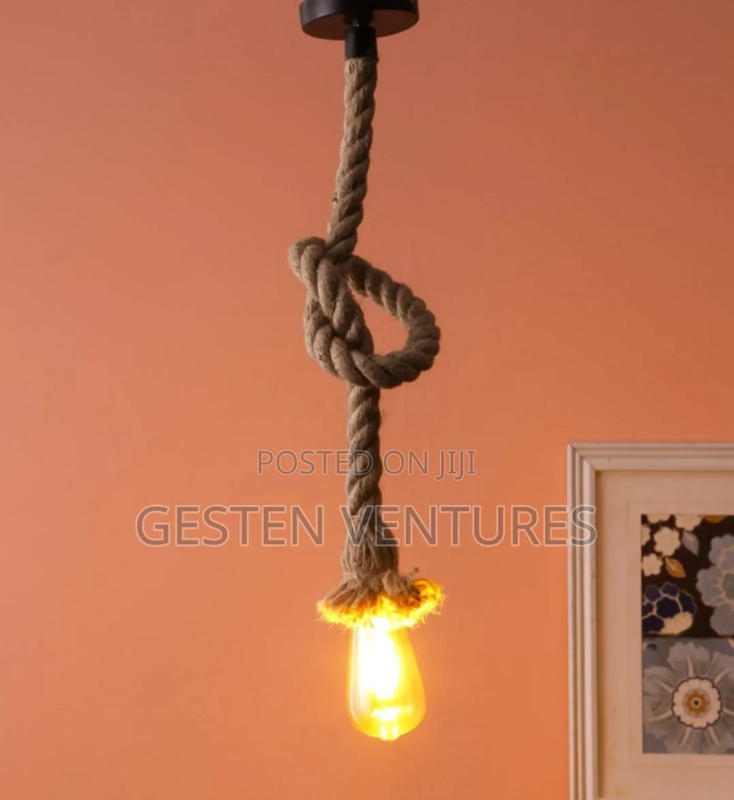Vintage 1m Rope Pendant Light Without Bulb J9uy