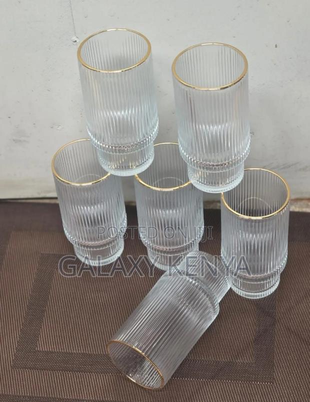 6 PCS Stripped Goldline Glasses