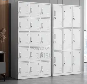 Cabinets; Modern 15-Locker Workplace Storage Cabinet