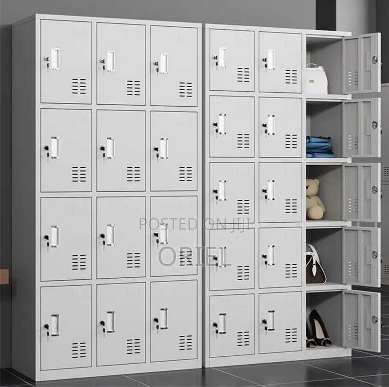 Cabinets; Modern 15-Locker Workplace Storage Cabinet