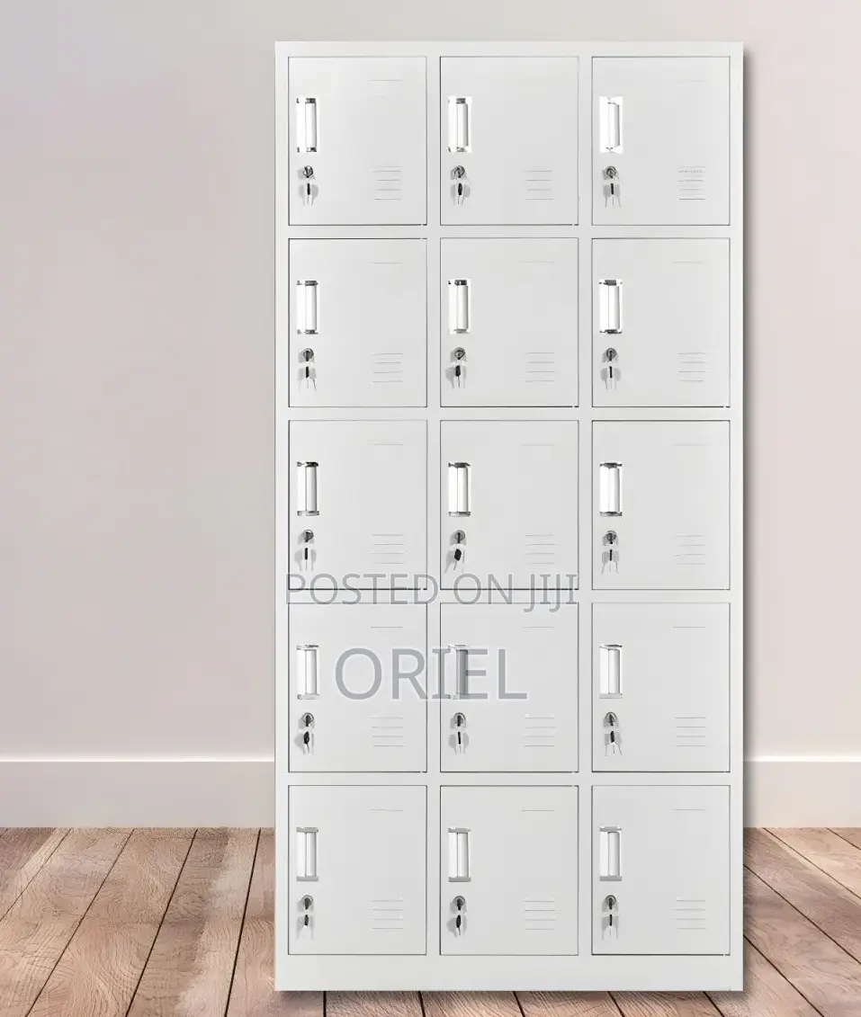 Cabinets; Modern 15-Locker Workplace Storage Cabinet