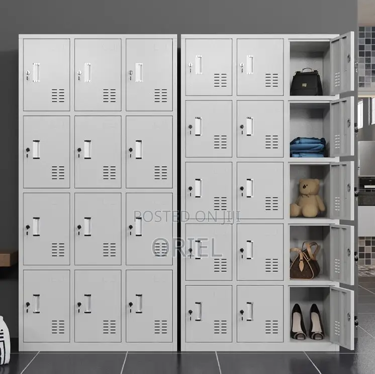 Cabinets; Modern 15-Locker Workplace Storage Cabinet