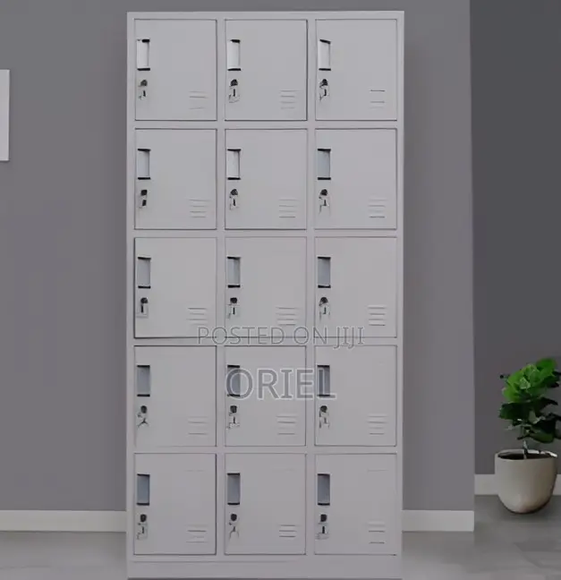 Cabinets; Modern 15-Locker Workplace Storage Cabinet