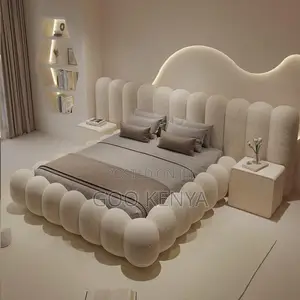 Home Bed; Fabric Tufted Queen Bed Frame With Modern Bubble Design