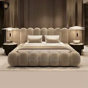 Home Bed; Fabric Tufted Queen Bed Frame With Modern Bubble Design