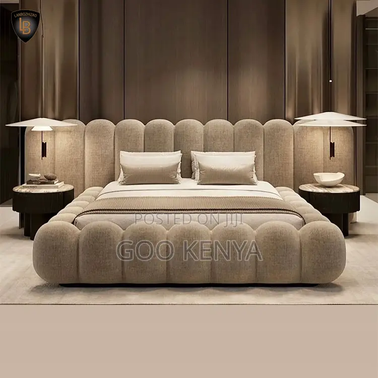 Home Bed; Fabric Tufted Queen Bed Frame With Modern Bubble Design