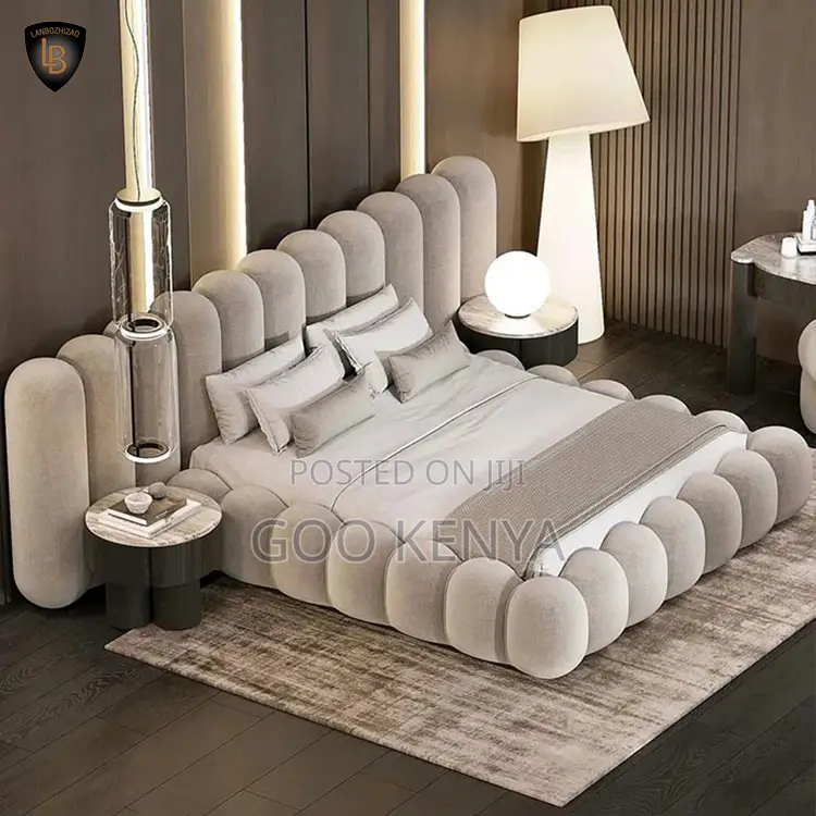 Home Bed; Fabric Tufted Queen Bed Frame With Modern Bubble Design