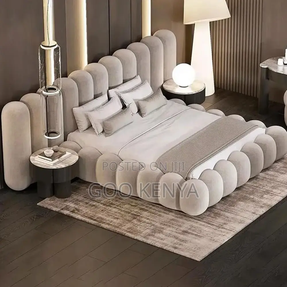Home Bed; Fabric Tufted Queen Bed Frame With Modern Bubble Design