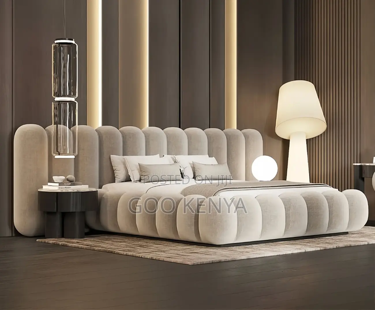Home Bed; Fabric Tufted Queen Bed Frame With Modern Bubble Design