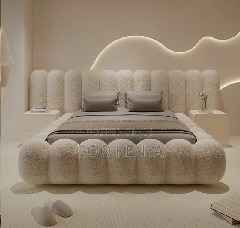 Home Bed; Fabric Tufted Queen Bed Frame With Modern Bubble Design