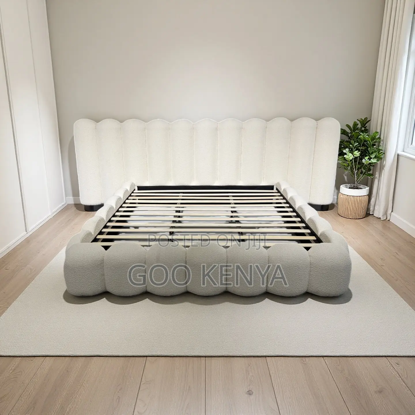 Home Bed; Fabric Tufted Queen Bed Frame With Modern Bubble Design