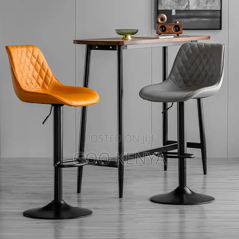 Home Bar Stool; Adjustable Height Leather Back Counter Stools