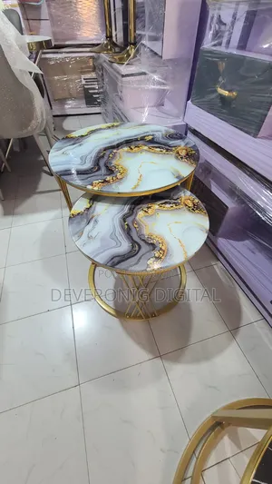 Modern Luxury 2in1 Marble Effect Nesting Tables 00