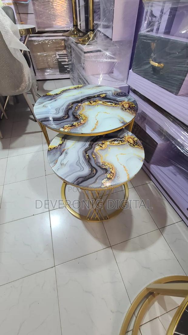 Modern Luxury 2in1 Marble Effect Nesting Tables 00