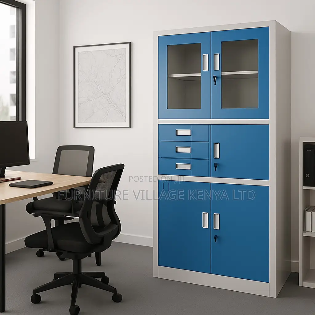 Office Cabinet; Blue Filling Storage Cabinet With Safe
