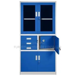 Office Cabinet; Blue Filling Storage Cabinet With Safe