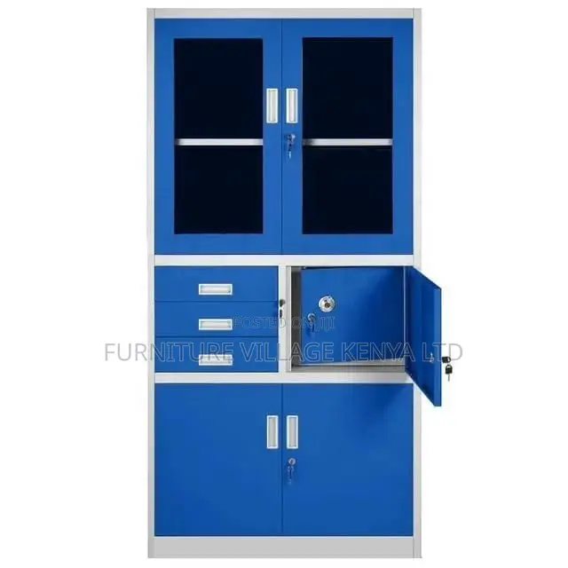 Office Cabinet; Blue Filling Storage Cabinet With Safe