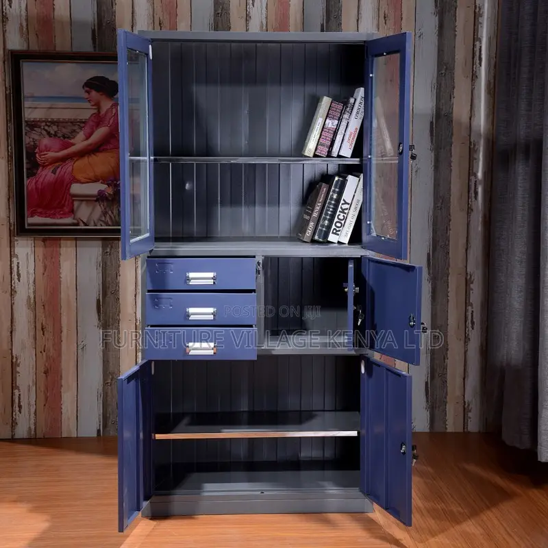 Office Cabinet; Blue Filling Storage Cabinet With Safe