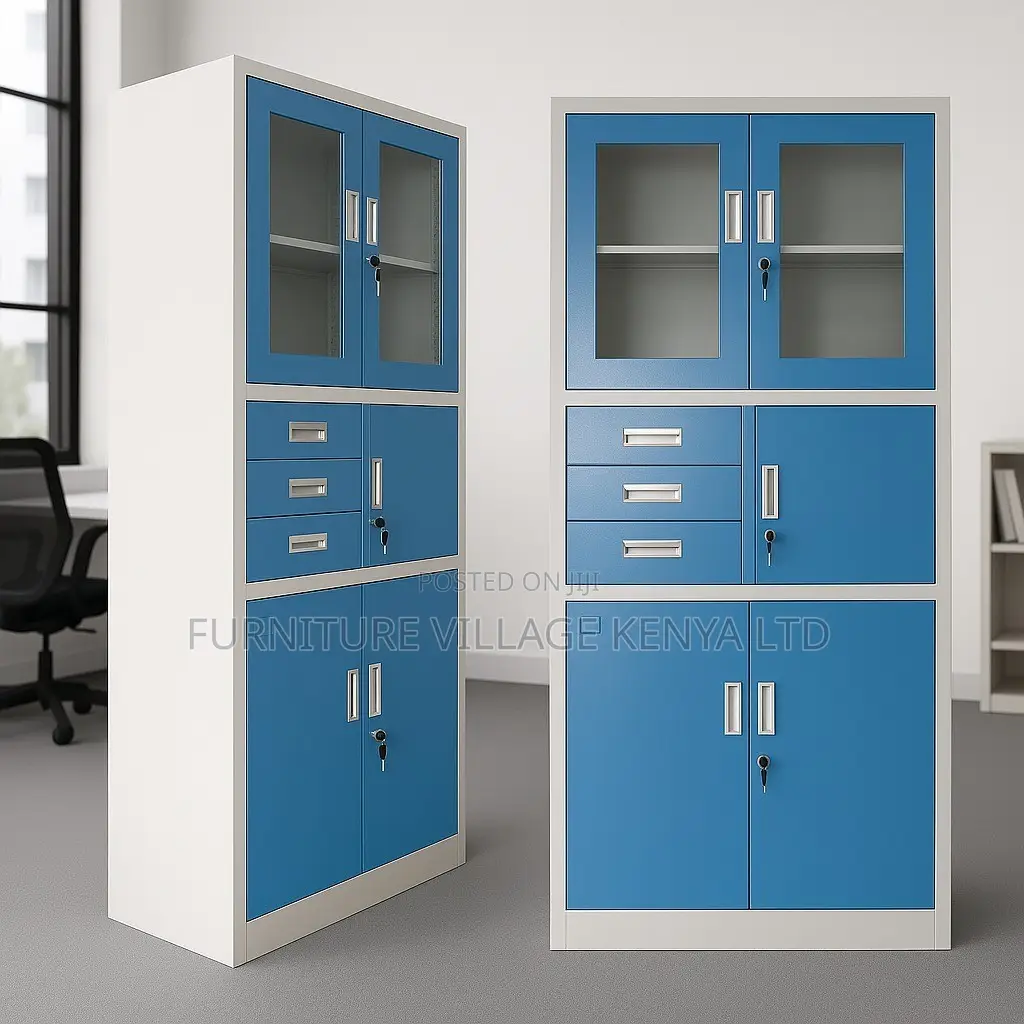 Office Cabinet; Blue Filling Storage Cabinet With Safe