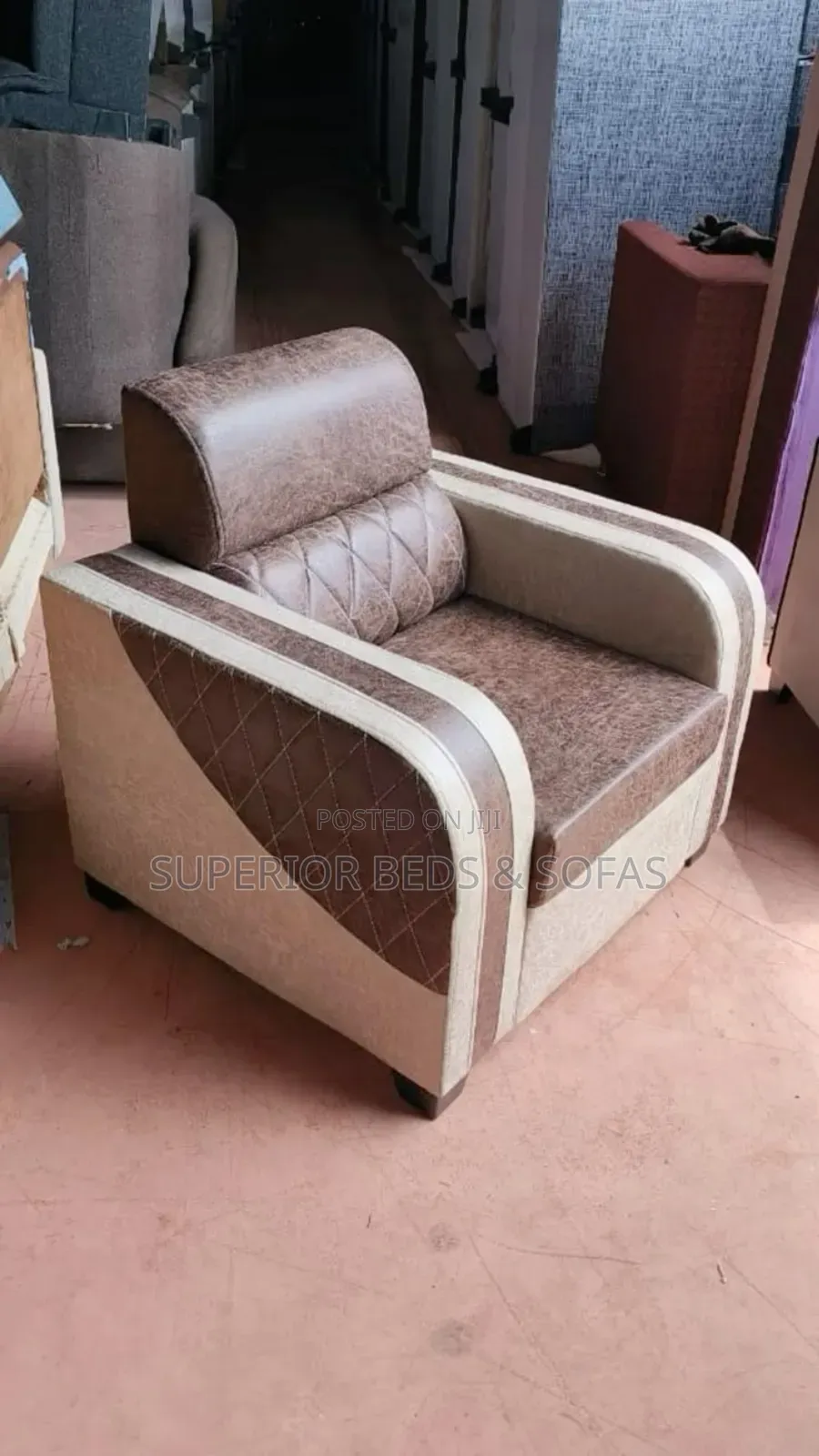 Brown Beige Lounge Chair