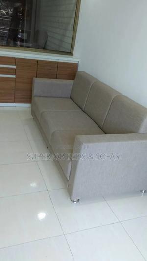 Beige Fabric Three-Seater Sofa - main view