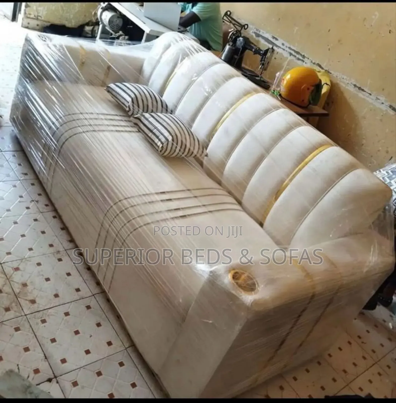 Cream Vibrant Modern 3 Seatersofa.