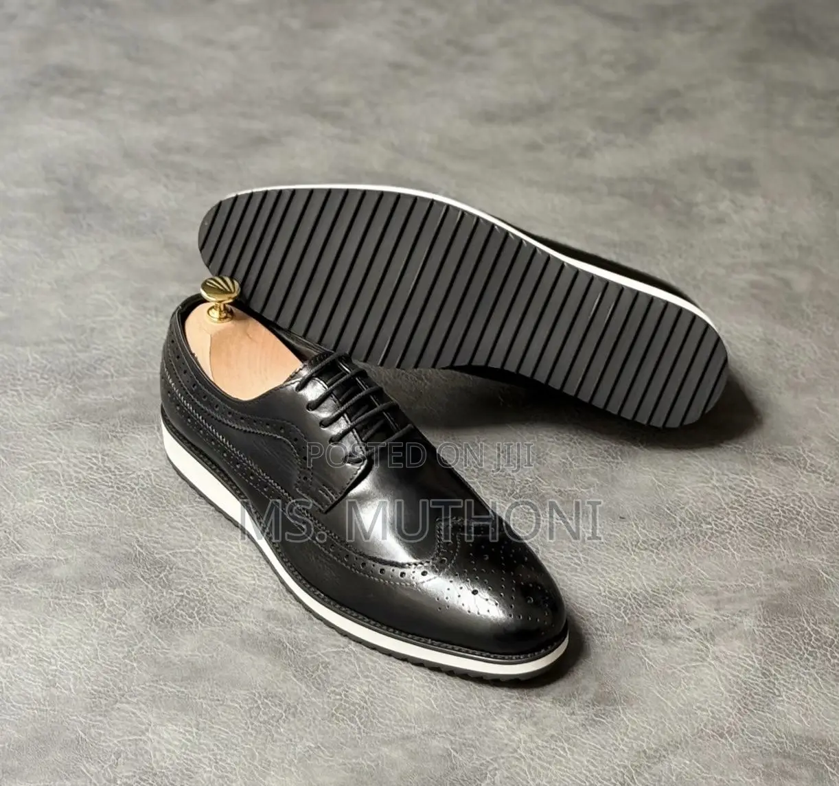 Black Leather , White Rubber Sole Fosters Size 40-46
