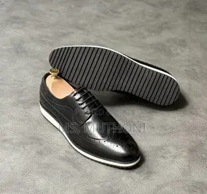 Black Leather , White Rubber Sole Fosters Size 40-46