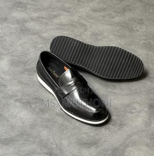 Black Leather , White Rubber Sole Fosters Size 40-46 - thumbnail 2