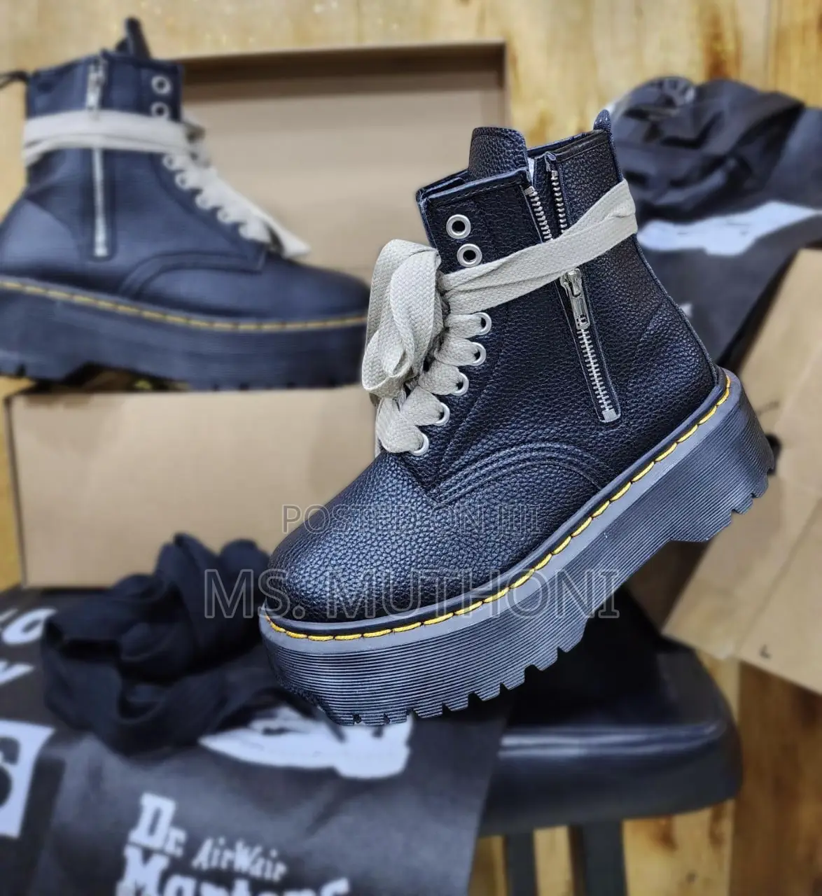 Dr. Martens X Rick Owens 1460 Quad Sole Jumbo Lace Boots,