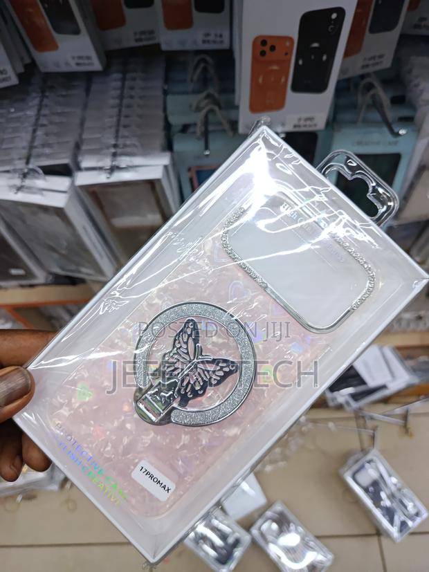 iPhone 17 Pro Max Luxury Butterfly Ring Stand Shockproof Magnetic Case - thumbnail 2