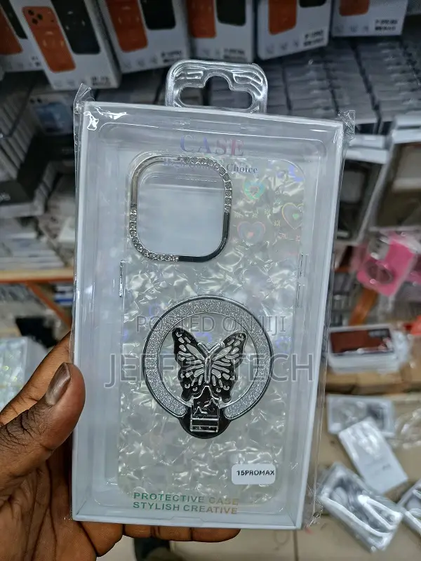 Transparent Tpu Case Support Butterfly Ring for 15 Pro Max