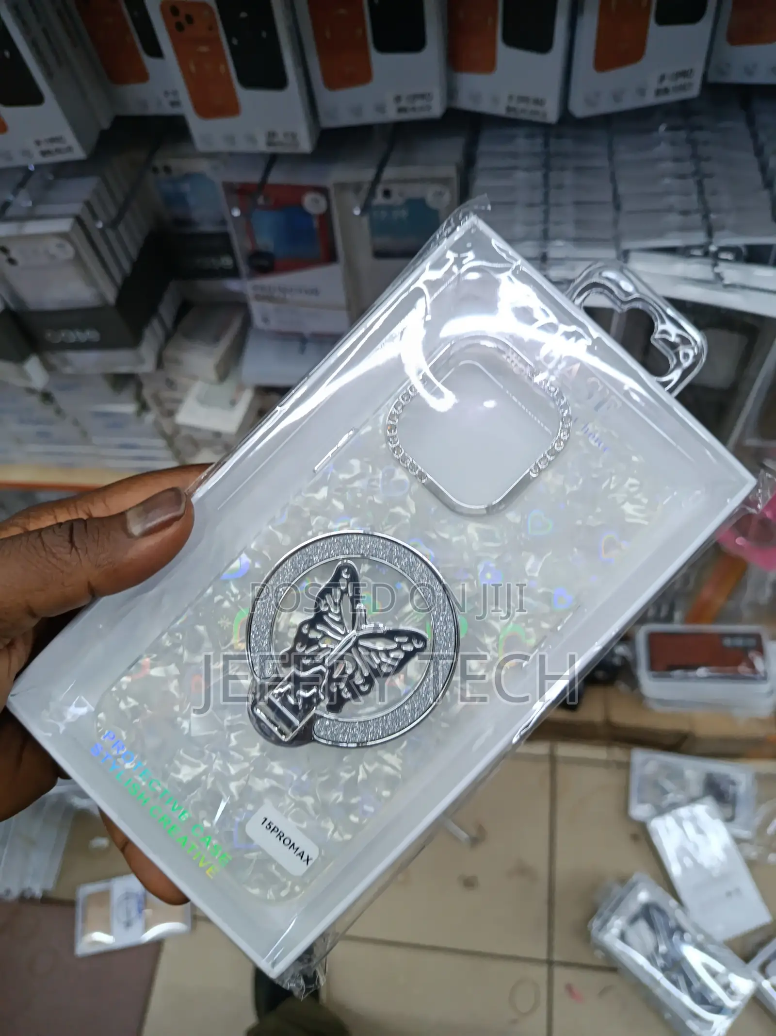 Transparent Tpu Case Support Butterfly Ring for 15 Pro Max