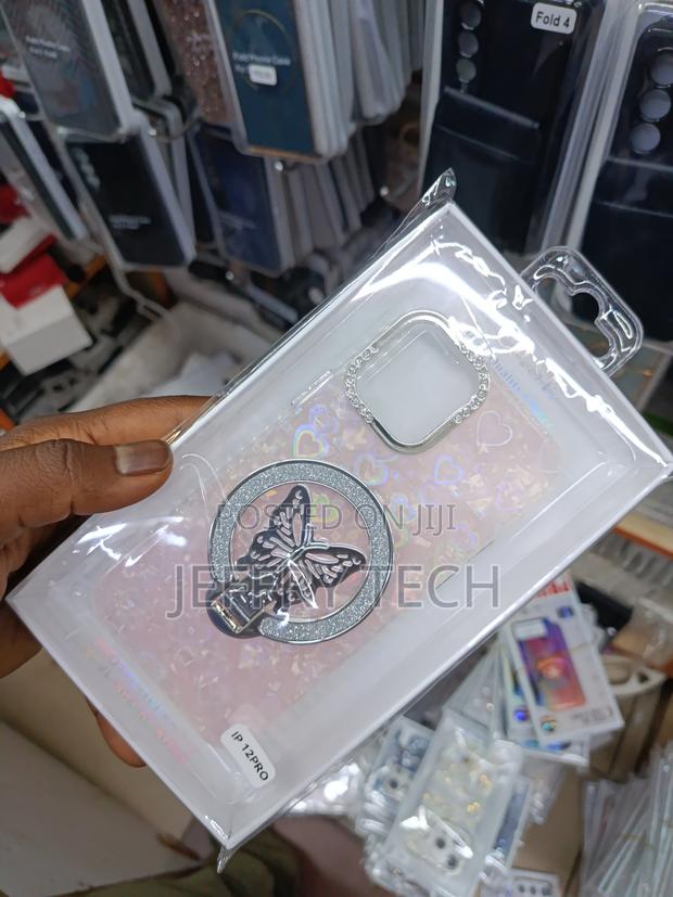 iPhone 12 Pro Luxury Plating Butterfly 3d Folding Holder Bracket Phone - thumbnail 3