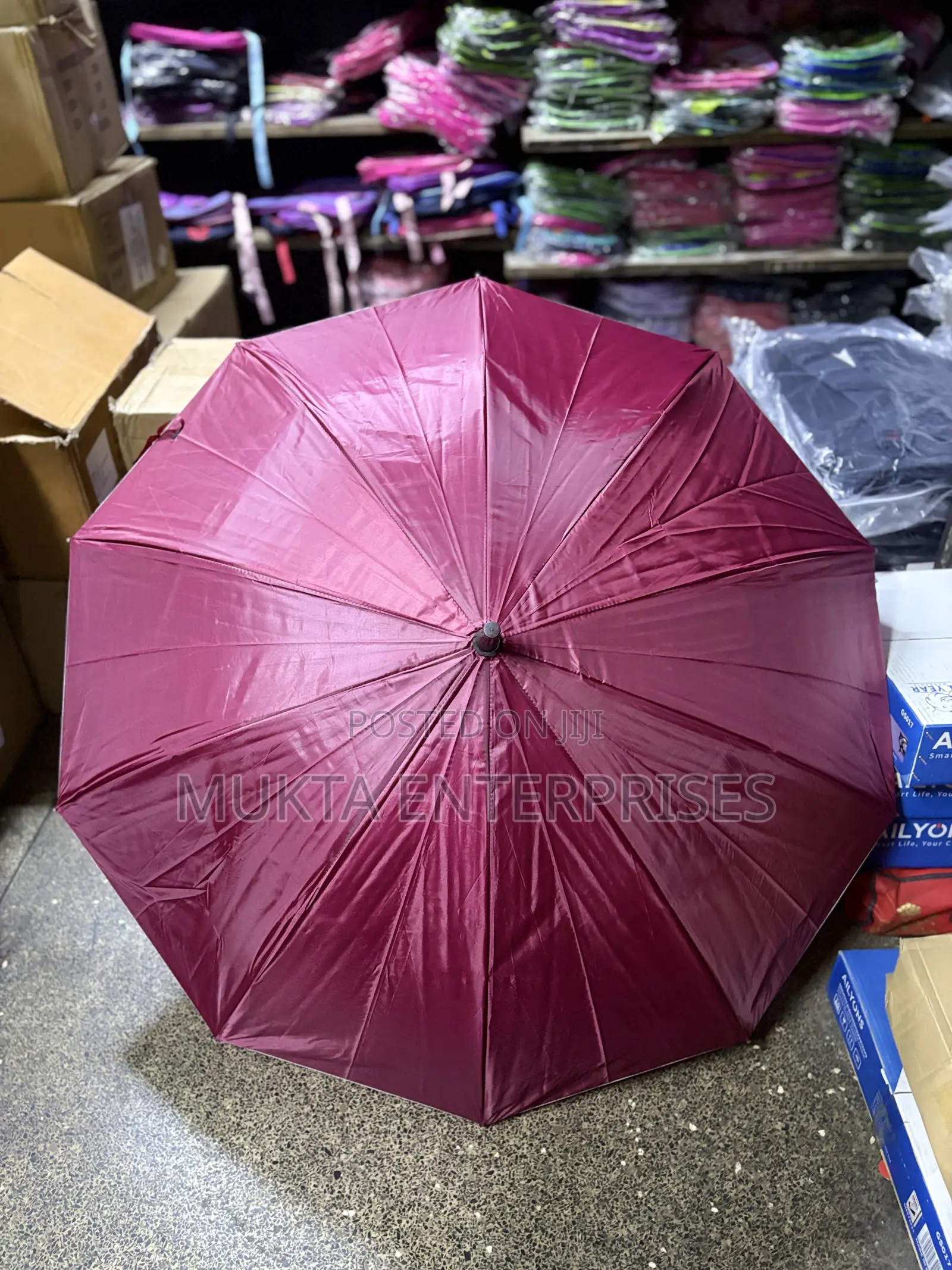 Maroon J Handle Heavy Umbrella C010